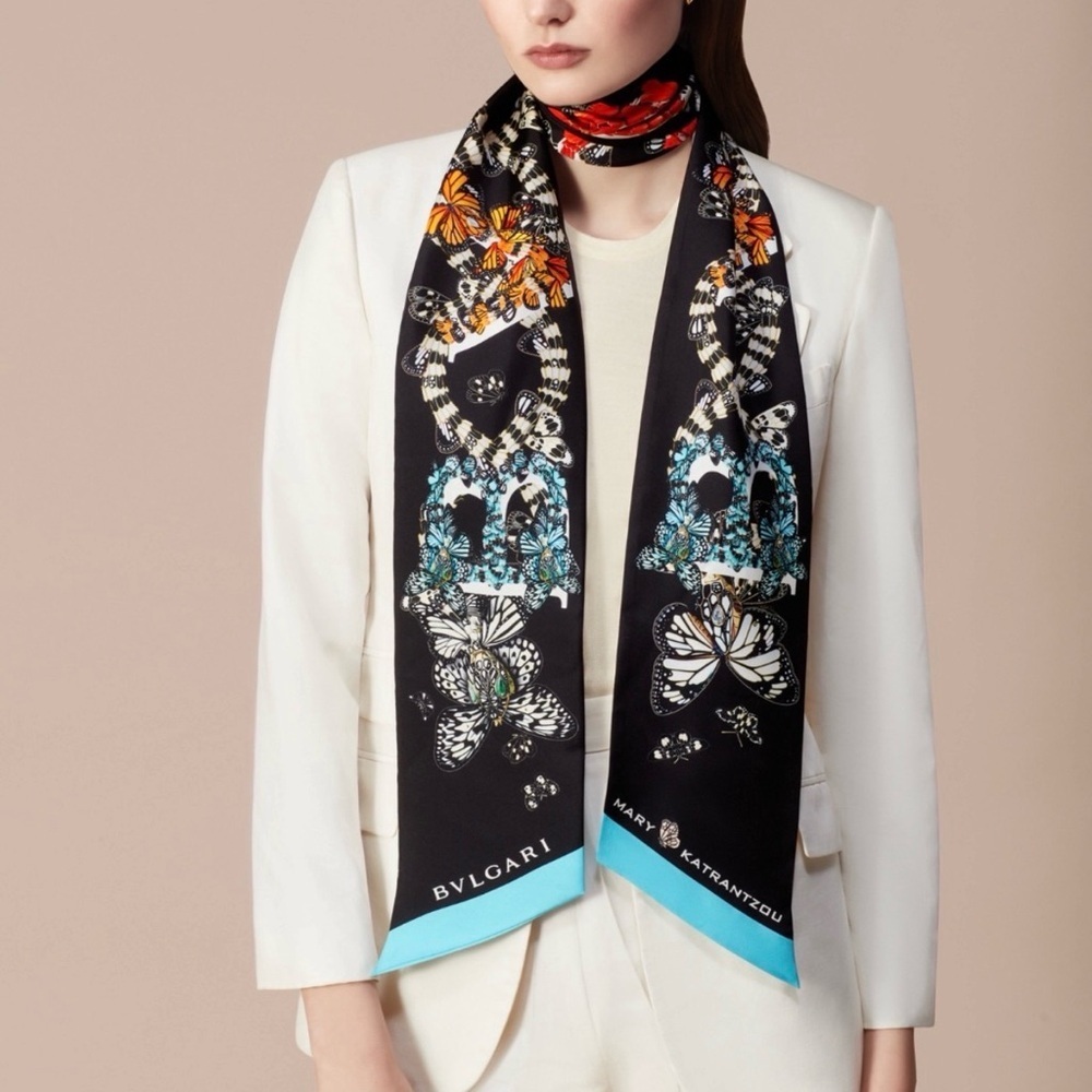 BVLGARI x Mary Katrantzou Butterfly Silk Scarf Limited Edition Collector Piece